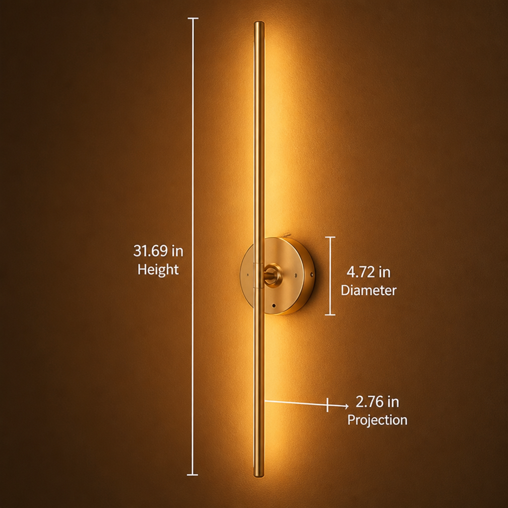 Set of 2 Minimalist Gold LED Rotatable Wall Sconces
