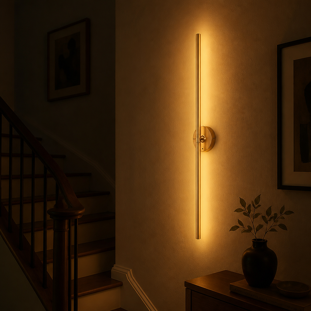 Set of 2 Minimalist Gold LED Rotatable Wall Sconces