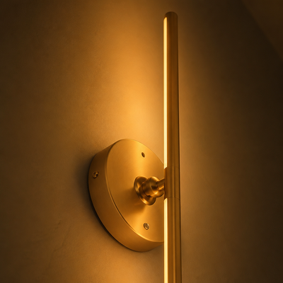 Set of 2 Minimalist Gold LED Rotatable Wall Sconces