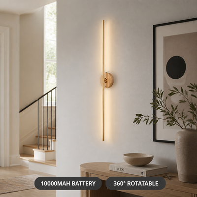 Set of 2 Minimalist Gold LED Rotatable Wall Sconces
