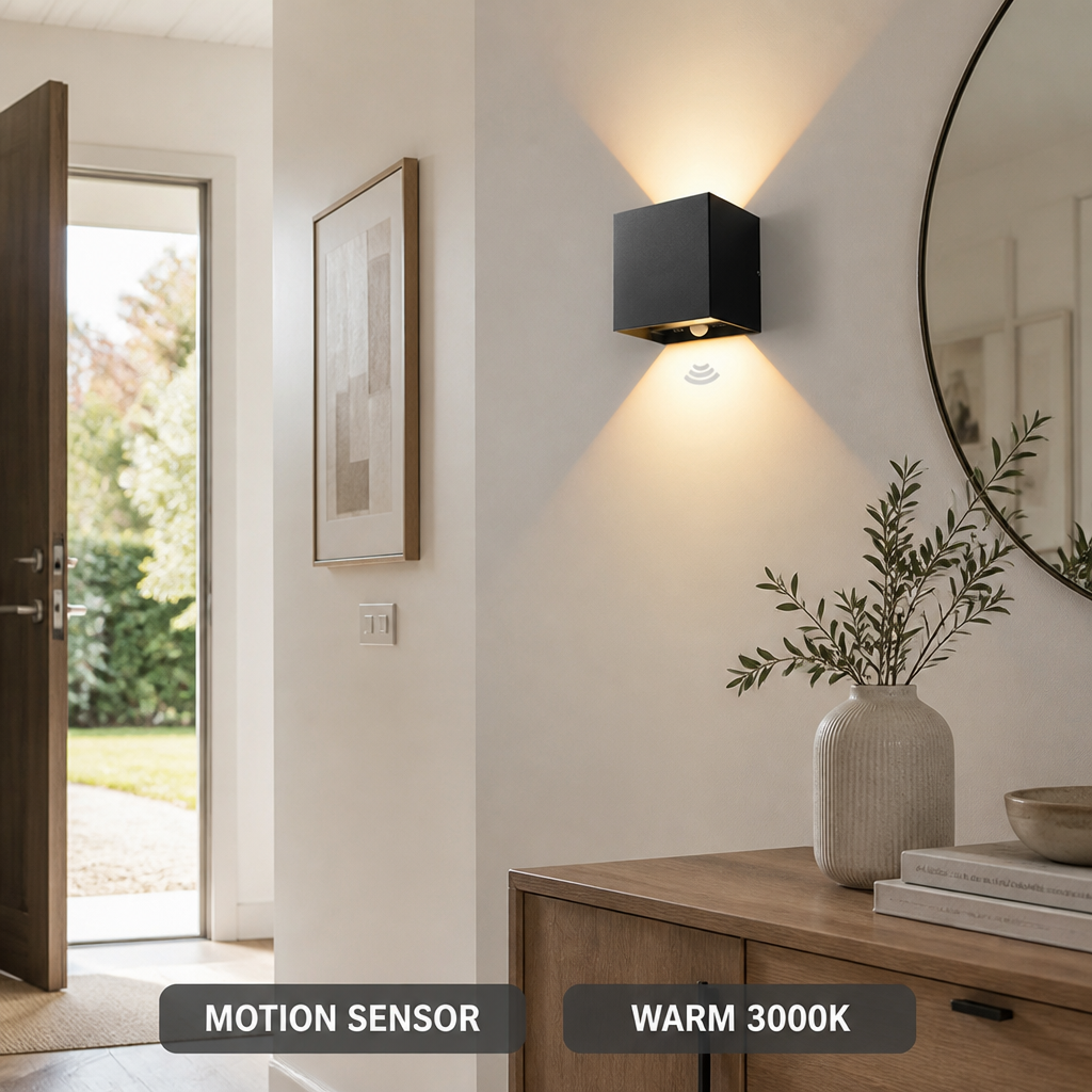 Set of 2 Minimalist LED Motion Sensor Wall Sconces