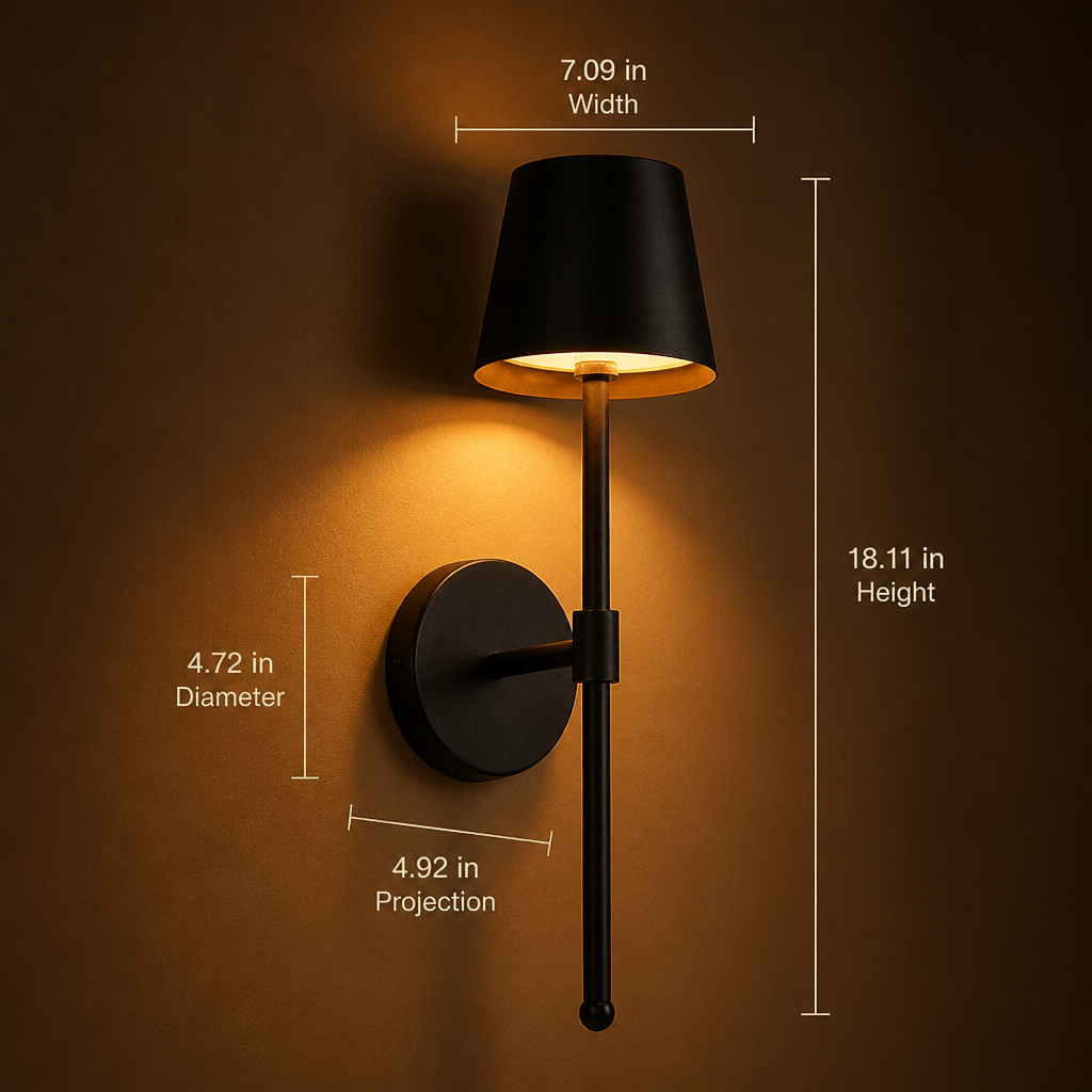 Set of 2 Modern Black LED Semi-Recessed Wall Sconces
