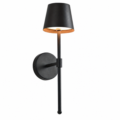 Set of 2 Modern Black LED Semi-Recessed Wall Sconces