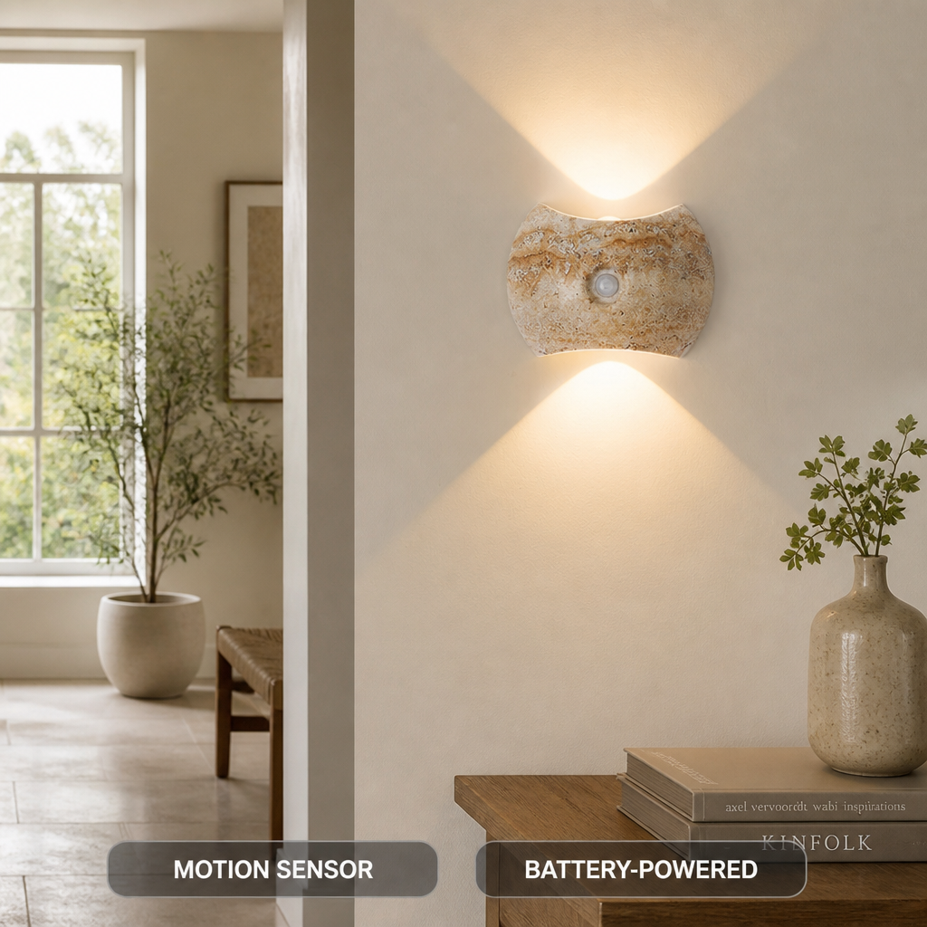 Set of 2 Modern Stone LED Magnetic Night Lights