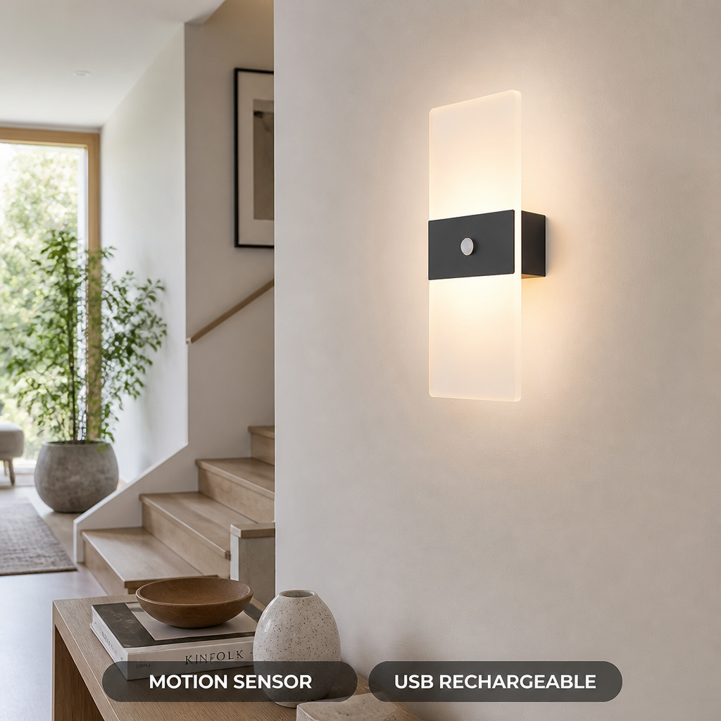 Set of 2 Modern White LED Motion Sensor Night Lights