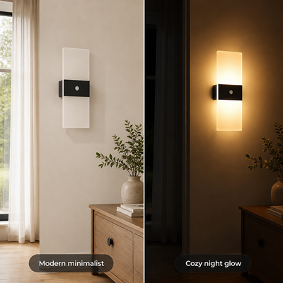 Set of 2 Modern White LED Motion Sensor Night Lights