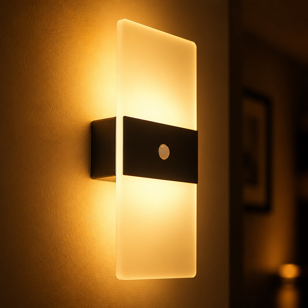 Set of 2 Modern White LED Motion Sensor Night Lights