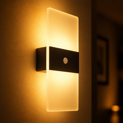 Set of 2 Modern White LED Motion Sensor Night Lights