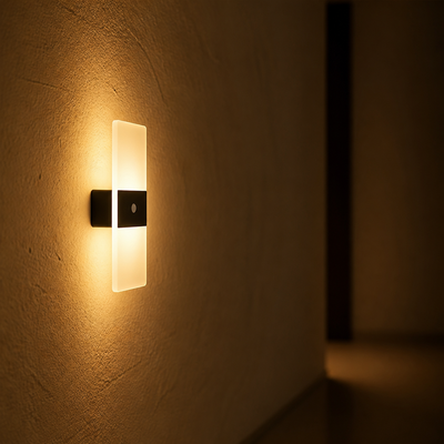 Set of 2 Modern White LED Motion Sensor Night Lights