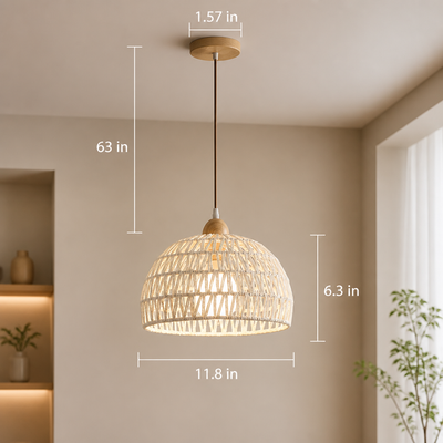 Set of 2 Natural Rattan Lotus-Leaf Pendant Lights