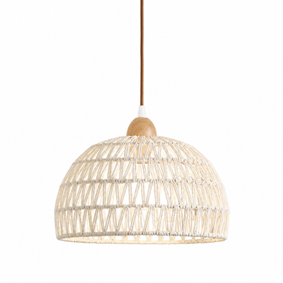 Set of 2 Natural Rattan Lotus-Leaf Pendant Lights
