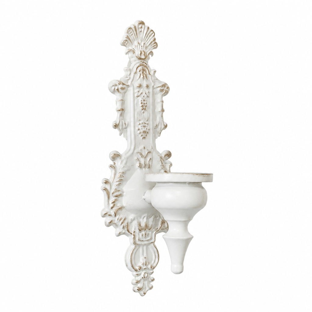 Set of 2 Vintage Iron Embossed Wall Sconces