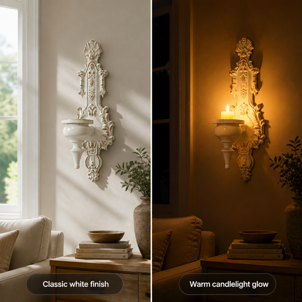 Set of 2 Vintage Iron Embossed Wall Sconces