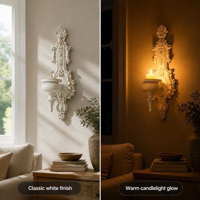 Set of 2 Vintage Iron Embossed Wall Sconces