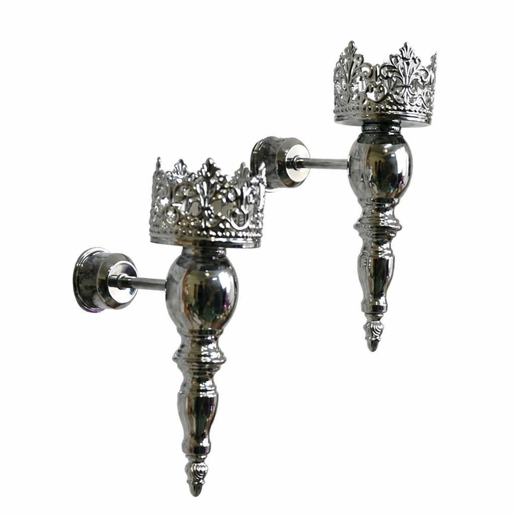 Set of 2 Vintage Wrought Iron Wall Sconces