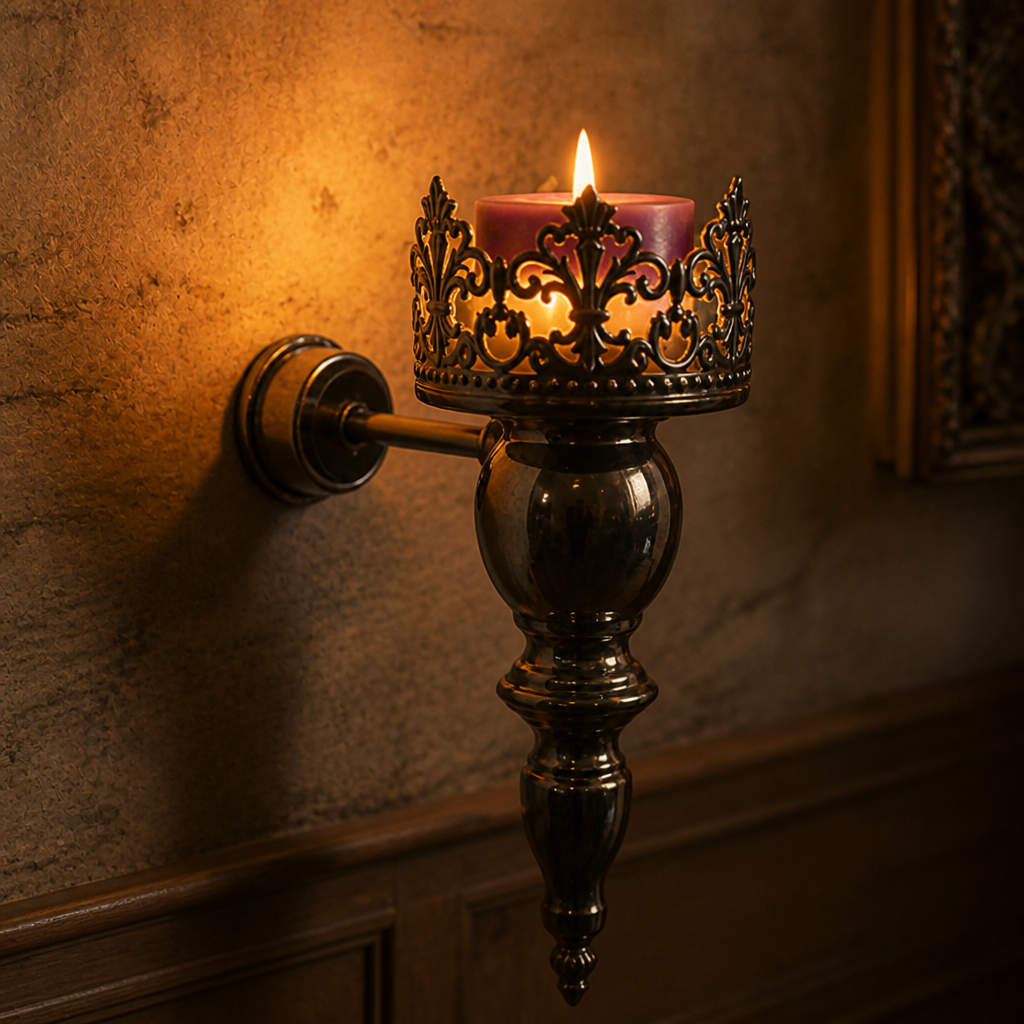 Set of 2 Vintage Wrought Iron Wall Sconces