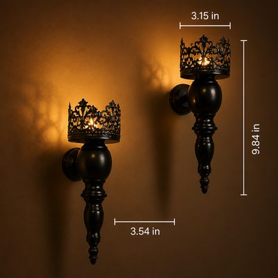 Set of 2 Vintage Wrought Iron Wall Sconces