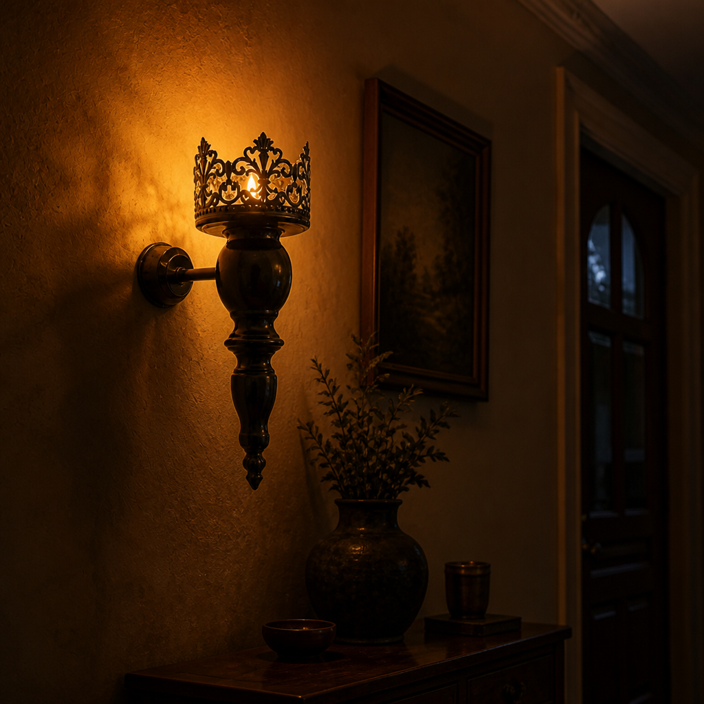 Set of 2 Vintage Wrought Iron Wall Sconces