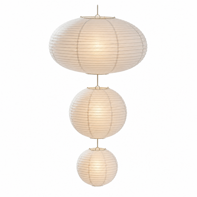 Set of 3 Japanese Rice Paper 3-Tier Pendant Lights