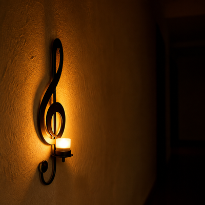Set of 4 Black Metal Music Note Wall Sconces