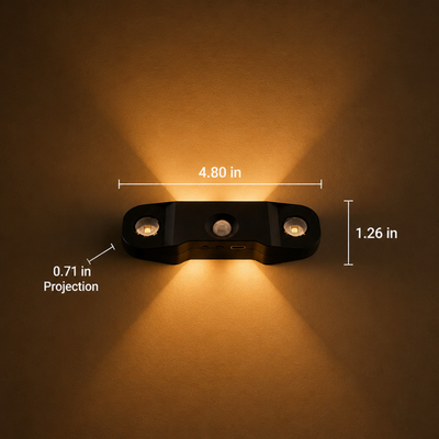 Set of 4 Minimalist Black LED Up & Down Wall Sconces