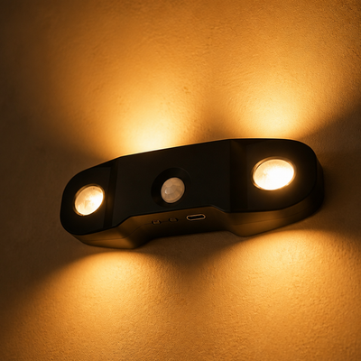 Set of 4 Minimalist Black LED Up & Down Wall Sconces
