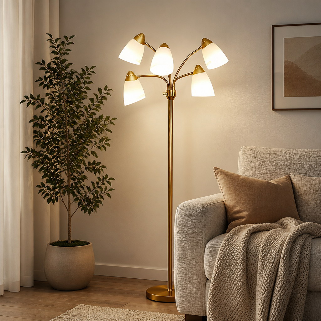 Set of 6 Plastic Beveled Horseshoe Table Lamps