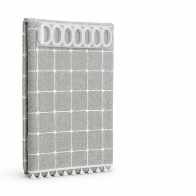 Shower Curtain Checkered Woven Polyester Tassels