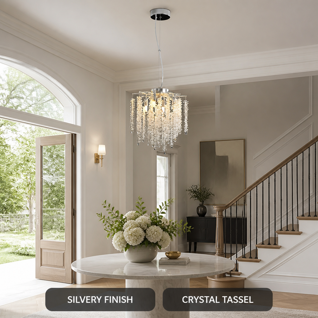Silver Crystal Branch Chandelier