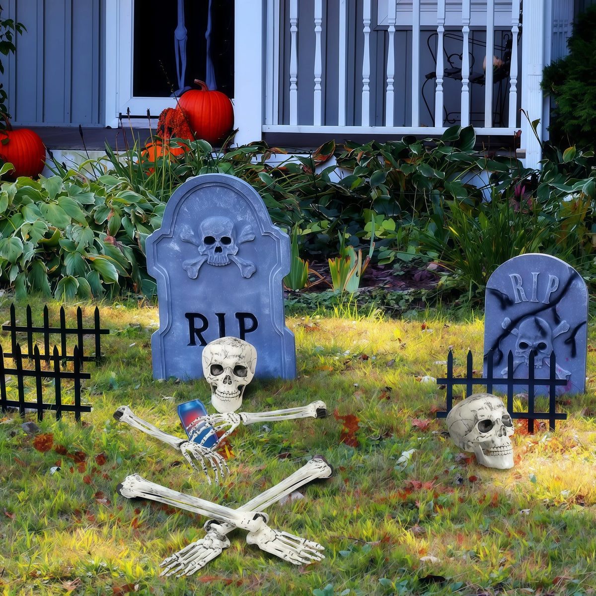 Skeleton Garden Stake Weatherproof Plastic Tool-Free Spike