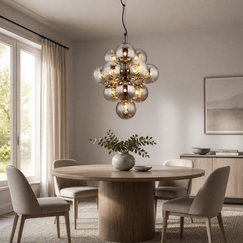 Smoked Glass Flame Chandelier