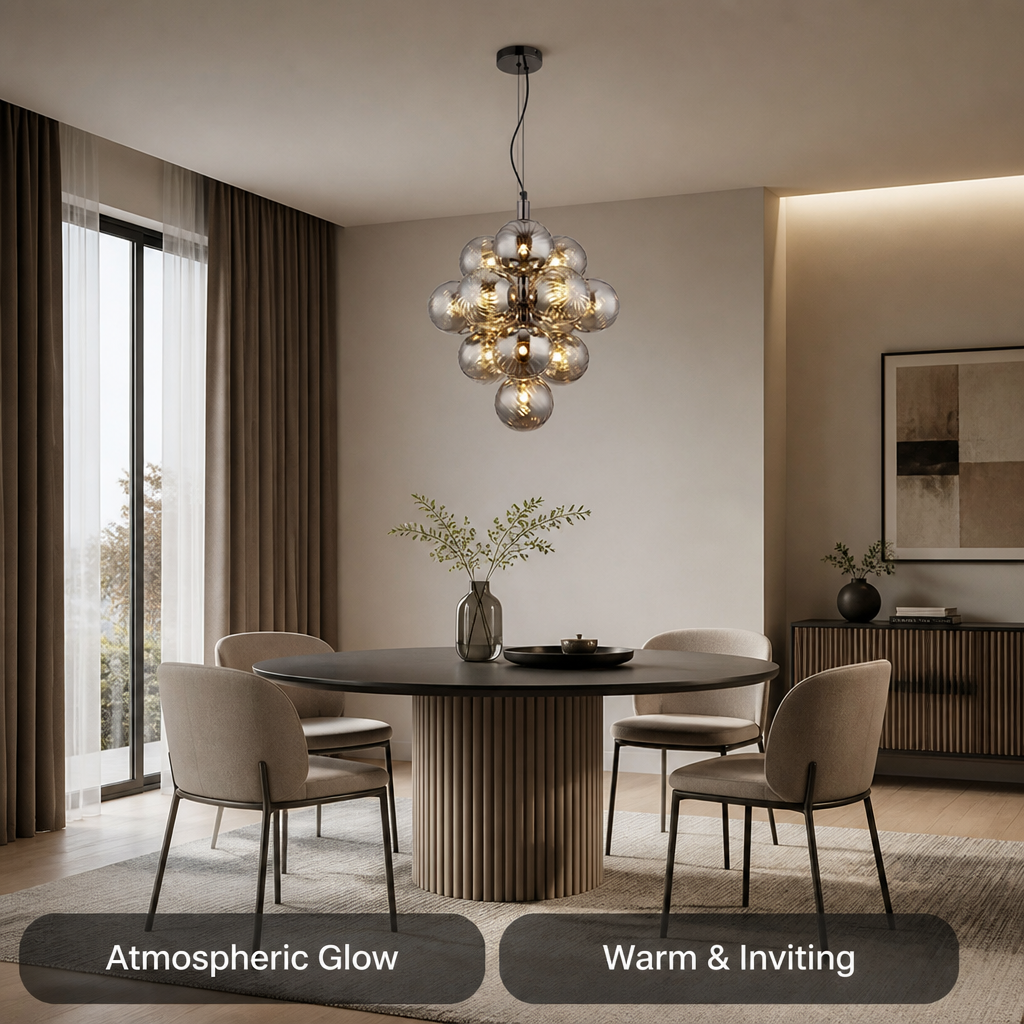Smoked Glass Flame Chandelier