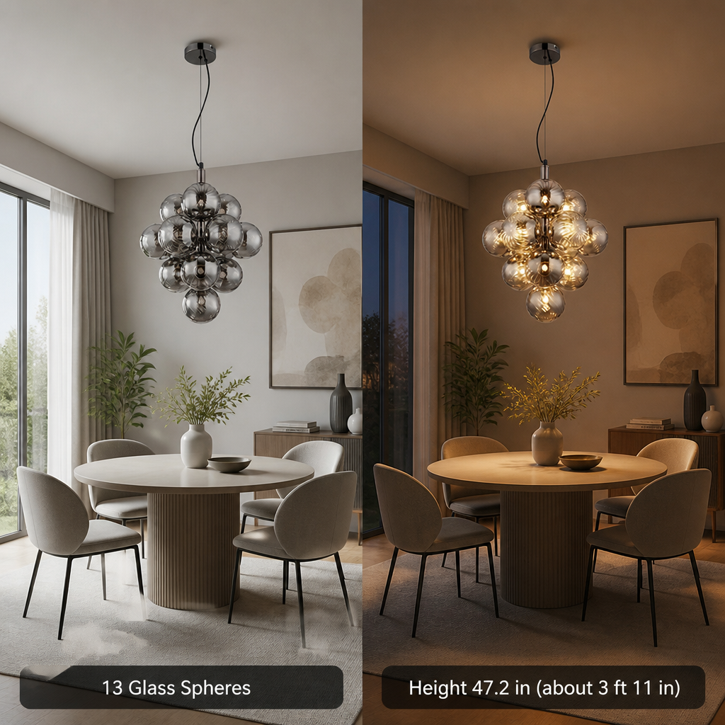 Smoked Glass Flame Chandelier