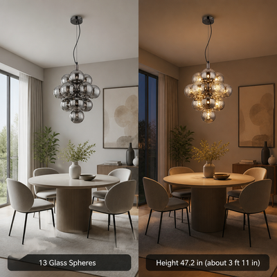 Smoked Glass Flame Chandelier