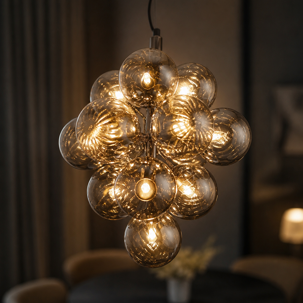 Smoked Glass Flame Chandelier