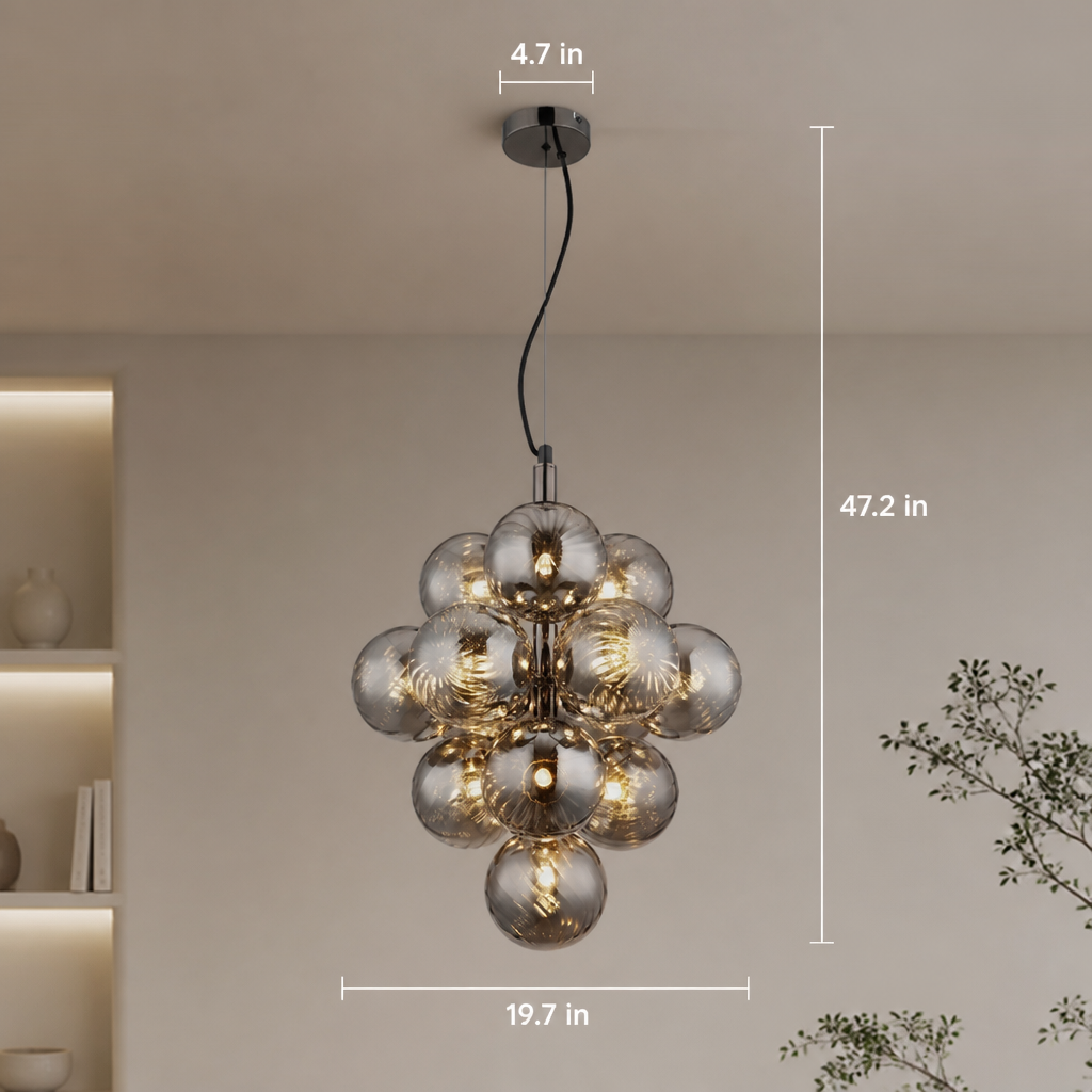 Smoked Glass Flame Chandelier