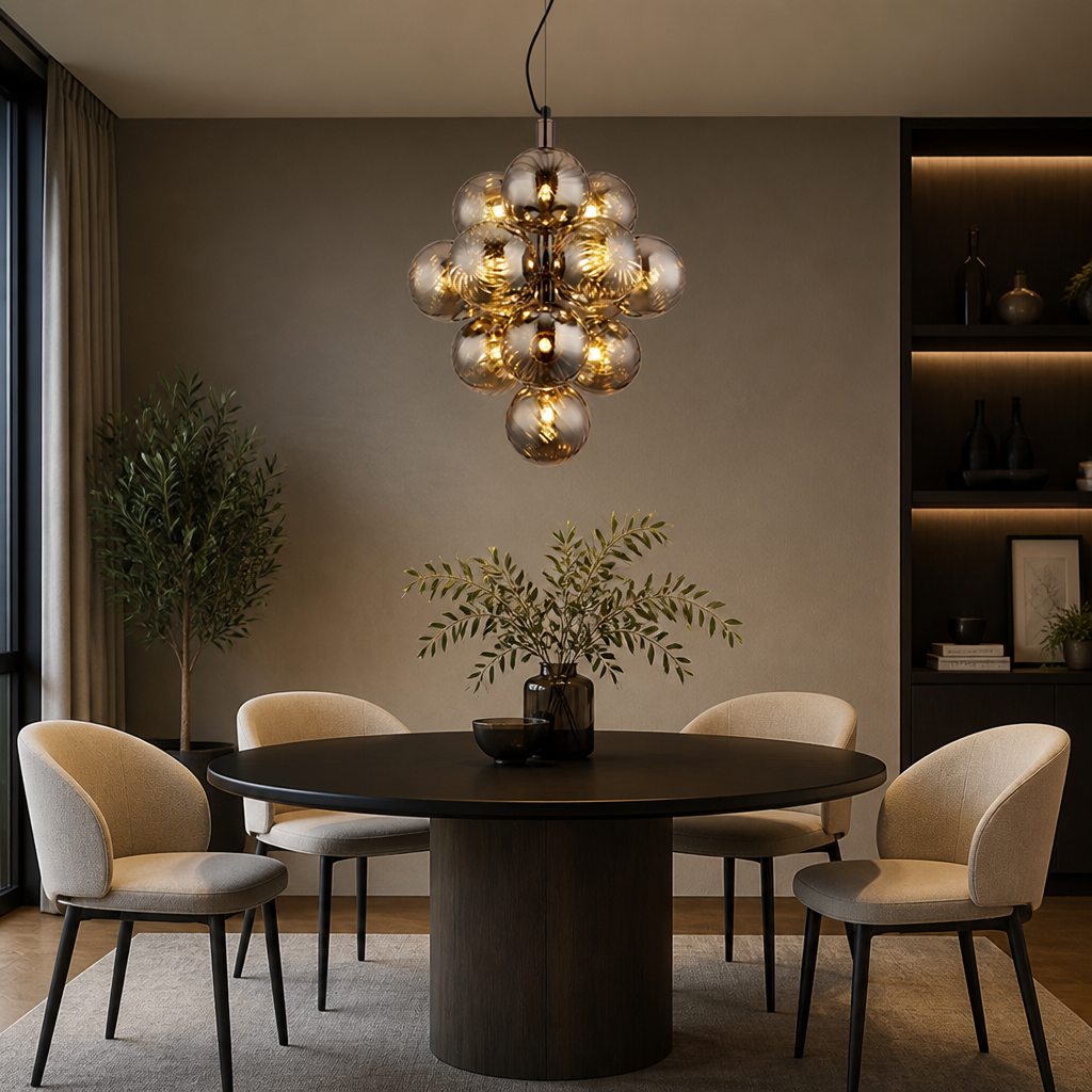 Smoked Glass Flame Chandelier