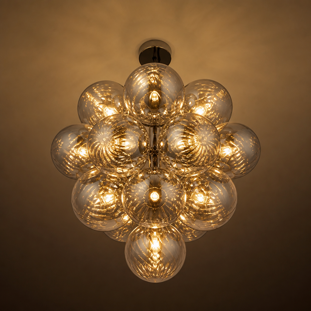 Smoked Glass Flame Chandelier