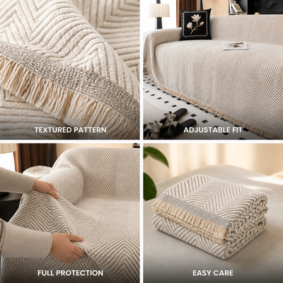 Sofa Cover Adjustable Fit Herringbone & Striped