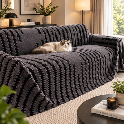 Sofa Cover Sherpa Fleece Anti-Slip Elastic Corners