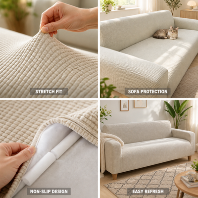 Sofa Cover Stretch Fit Polyester Non-Slip Foam