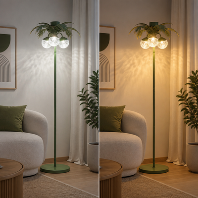 Solar Metal LED Palm Tree Floor Lamp