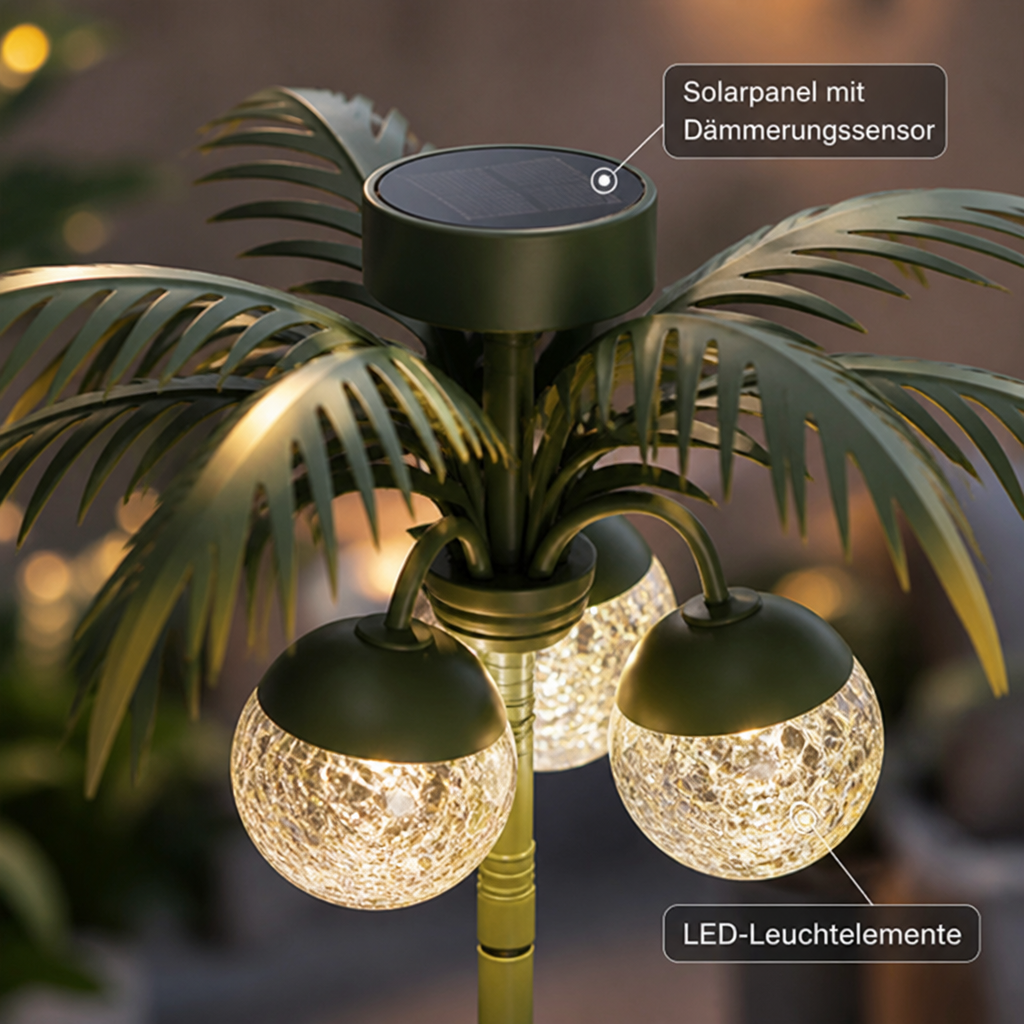 Solar Metal LED Palm Tree Floor Lamp