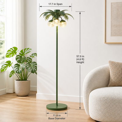 Solar Metal LED Palm Tree Floor Lamp
