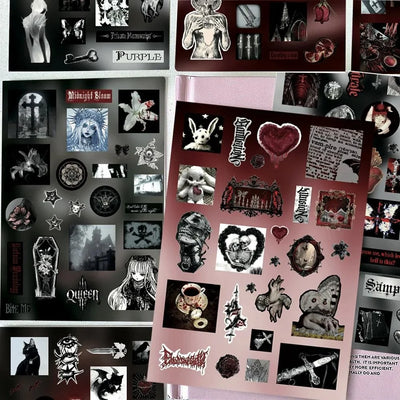 Sticker Set Gothic Raven Feathers Pre-Cut & Self-Adhesive 8 Sheets