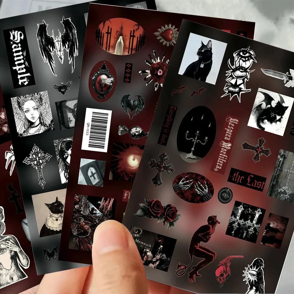 Sticker Set Gothic Raven Feathers Pre-Cut & Self-Adhesive 8 Sheets