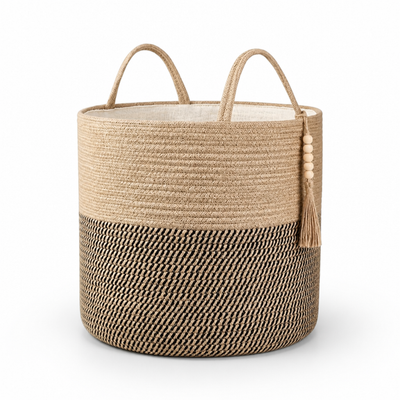 Storage Basket Handcrafted Macramé Foldable Cotton Rope Handles