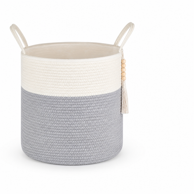 Storage Basket Handcrafted Macramé Foldable Cotton Rope Handles