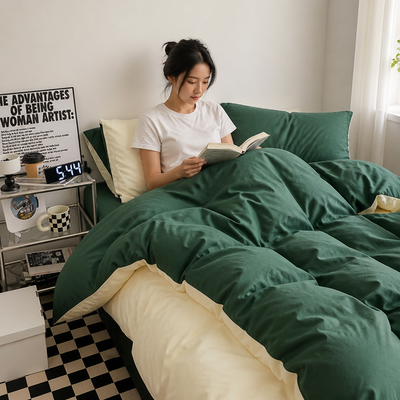 Student Bedding Set Washed Cotton Breathable Temperature-Regulating