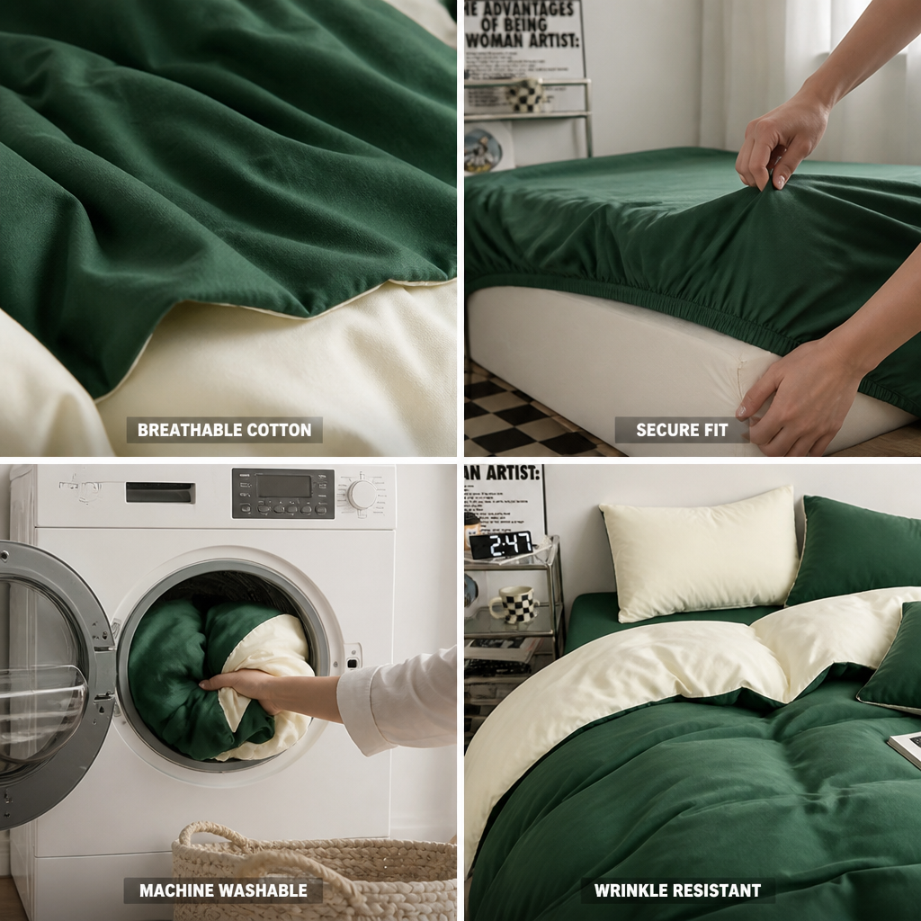 Student Bedding Set Washed Cotton Breathable Temperature-Regulating